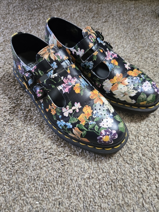 Dr. Martens Shoes - Dr. Martens Black Floral Mary Jane Loafers